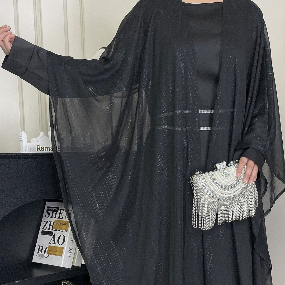 Metallic Thread Abaya Set(MOA260) - Mariam's Collection