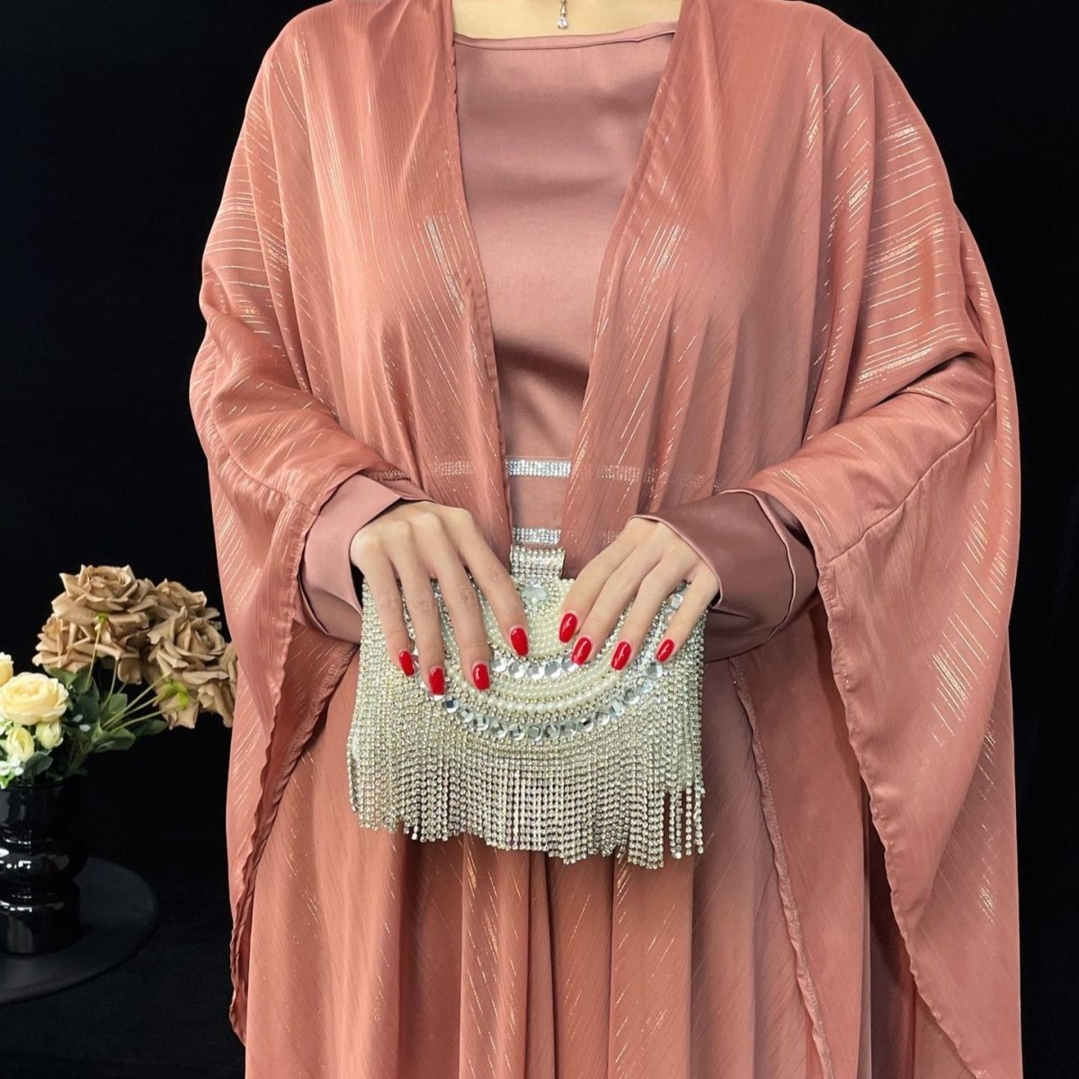 Metallic Thread Abaya Set(MOA260) - Mariam's Collection