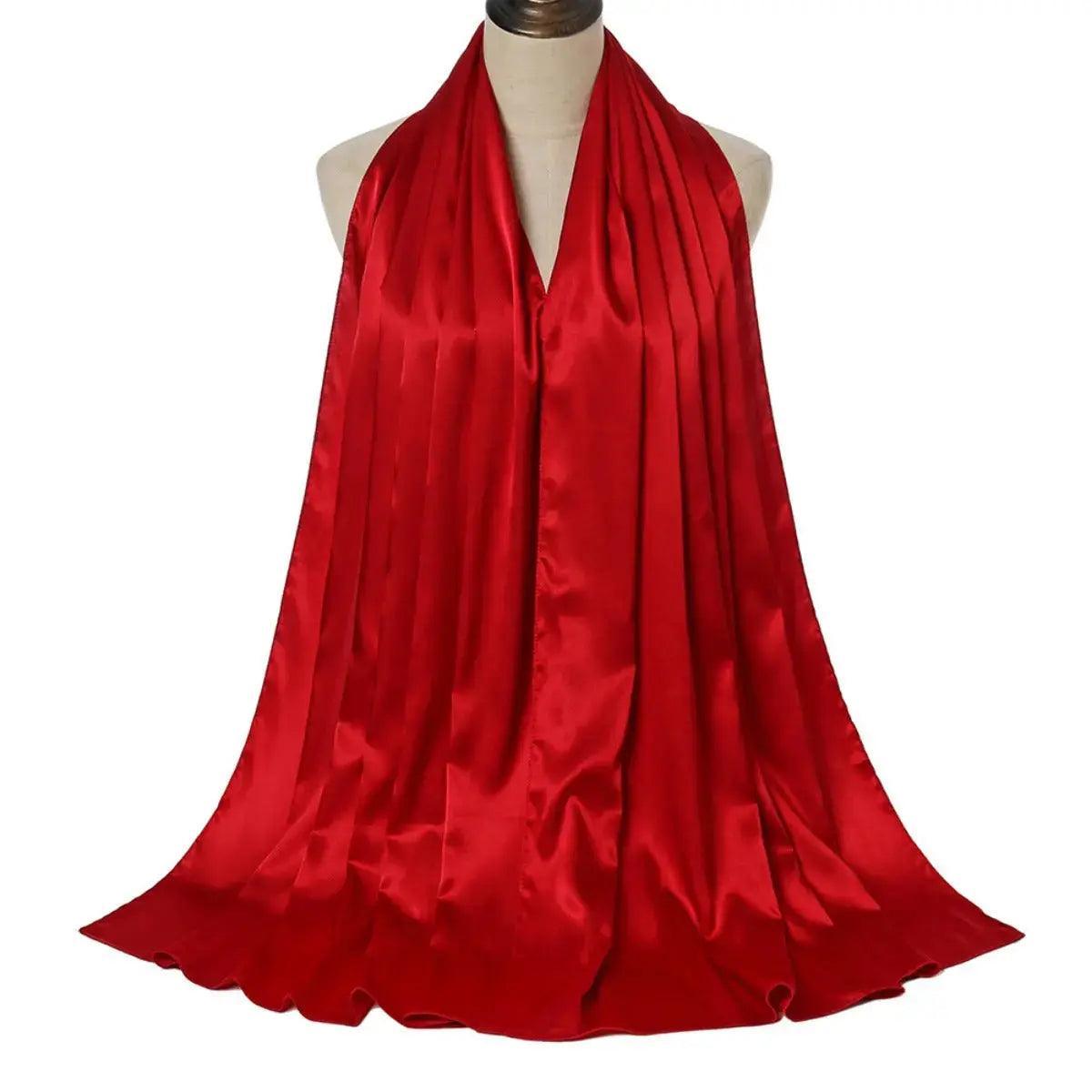 MH034 Solid Color Silk Satin Chiffon Scarf Fashion Soft Hijab - Mariam's Collection