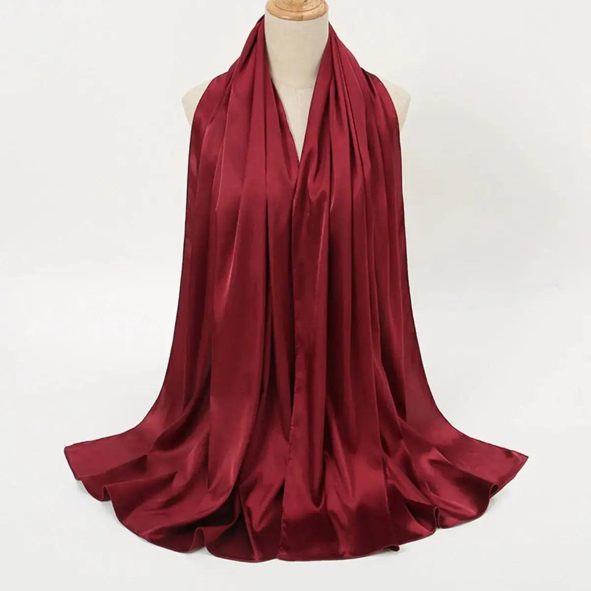 MH034 Solid Color Silk Satin Chiffon Scarf Fashion Soft Hijab - Mariam's Collection