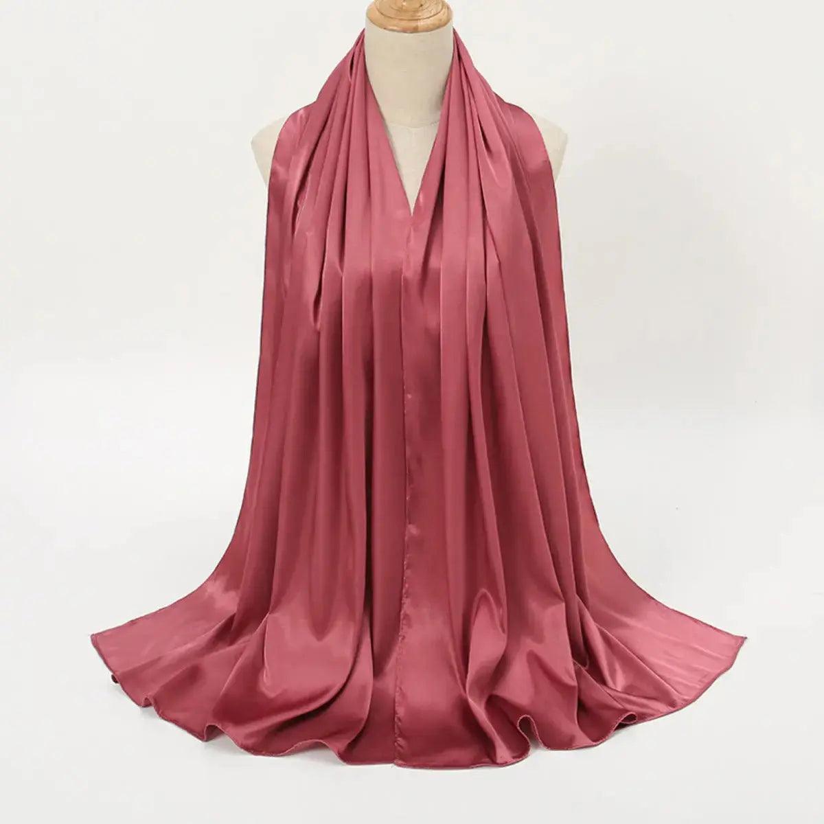 MH034 Solid Color Silk Satin Chiffon Scarf Fashion Soft Hijab - Mariam's Collection