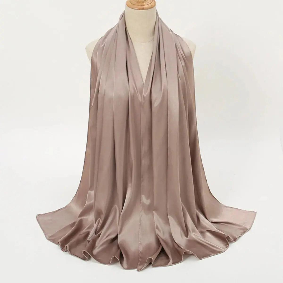 MH034 Solid Color Silk Satin Chiffon Scarf Fashion Soft Hijab - Mariam's Collection