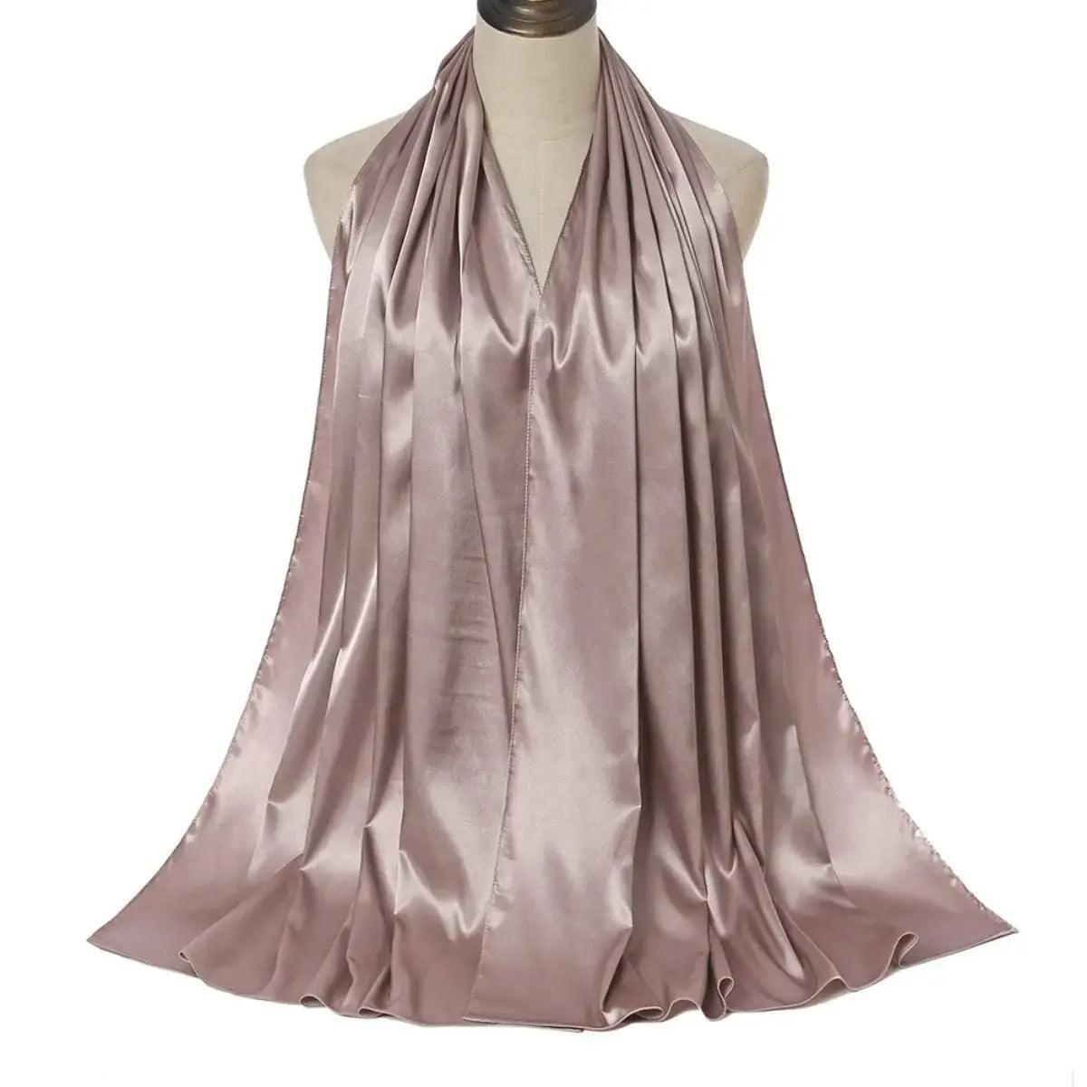 MH034 Solid Color Silk Satin Chiffon Scarf Fashion Soft Hijab - Mariam's Collection