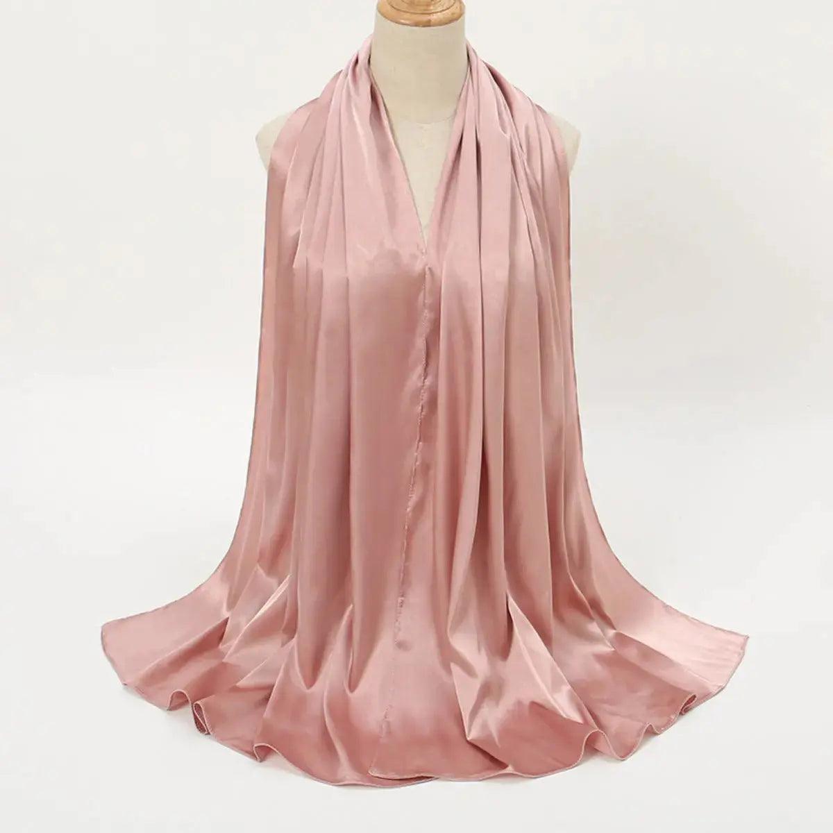 MH034 Solid Color Silk Satin Chiffon Scarf Fashion Soft Hijab - Mariam's Collection