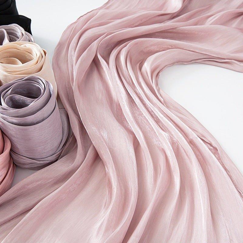 MH051 Solid Color Thin Plain Satin Long Hijab - Mariam's Collection