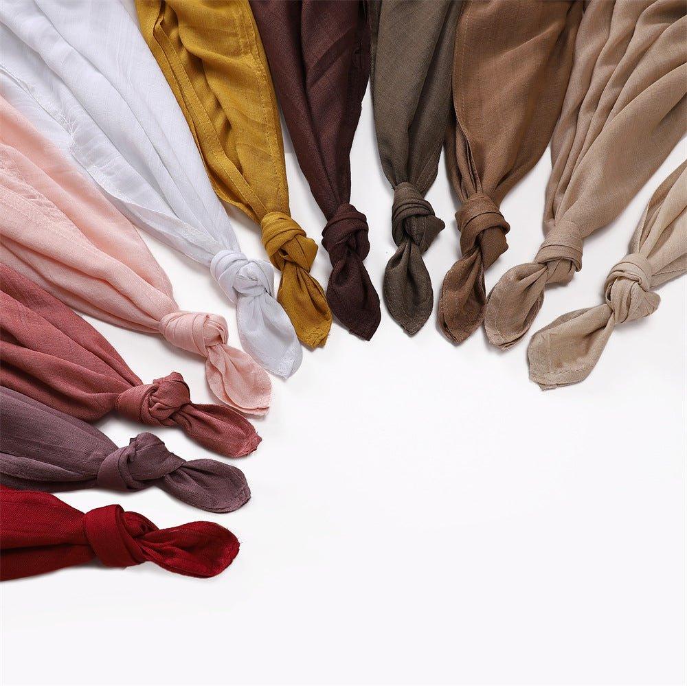 MH054 Rayon Solid Color Wide Brim Cotton Hijab - Mariam's Collection