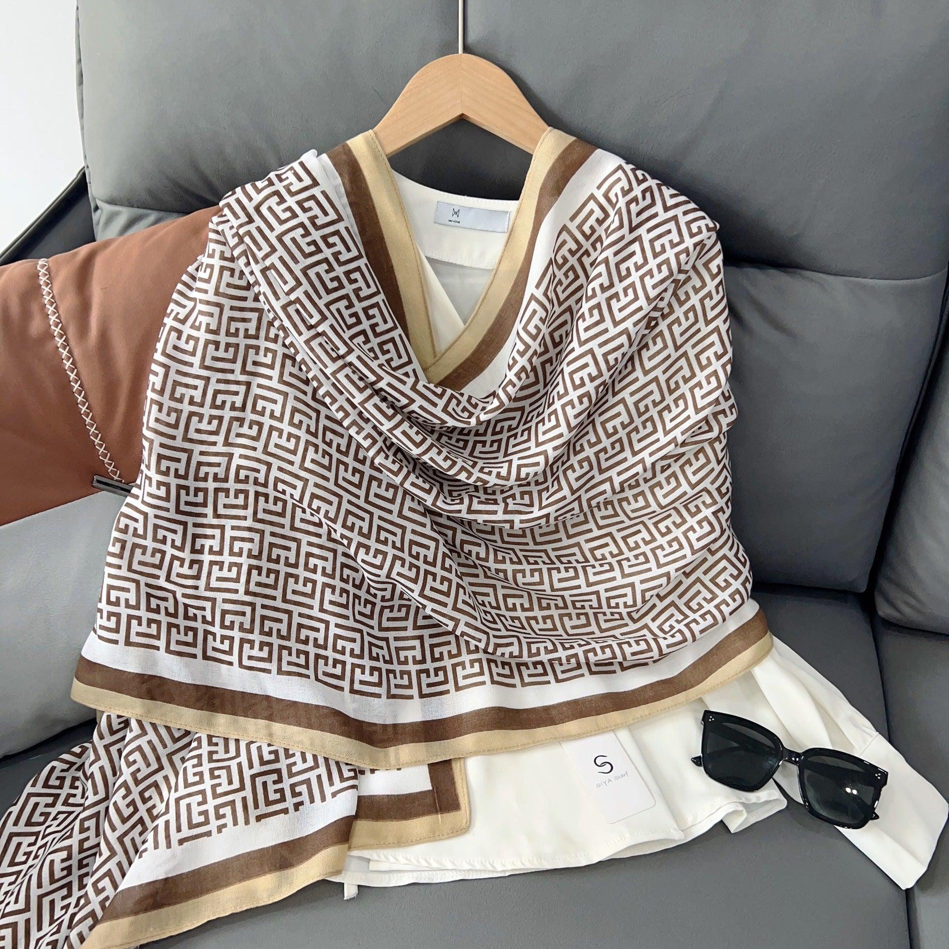 MH057 Lettered Rayon And Linen Hijab - Mariam's Collection