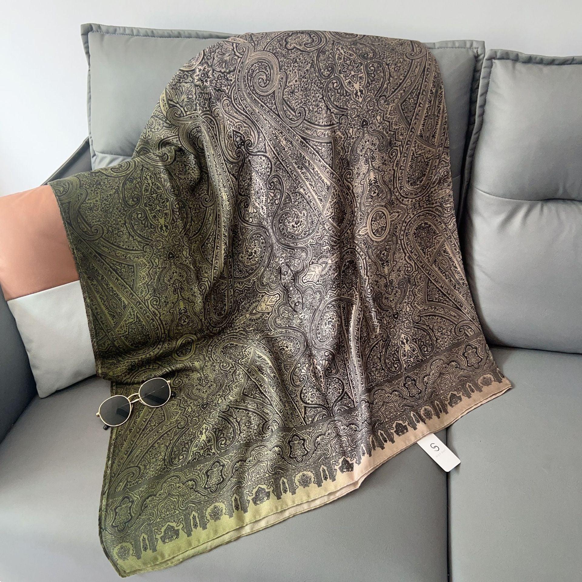 MH058 Cashew Printed Cotton And Linen Thin Hijab - Mariam's Collection