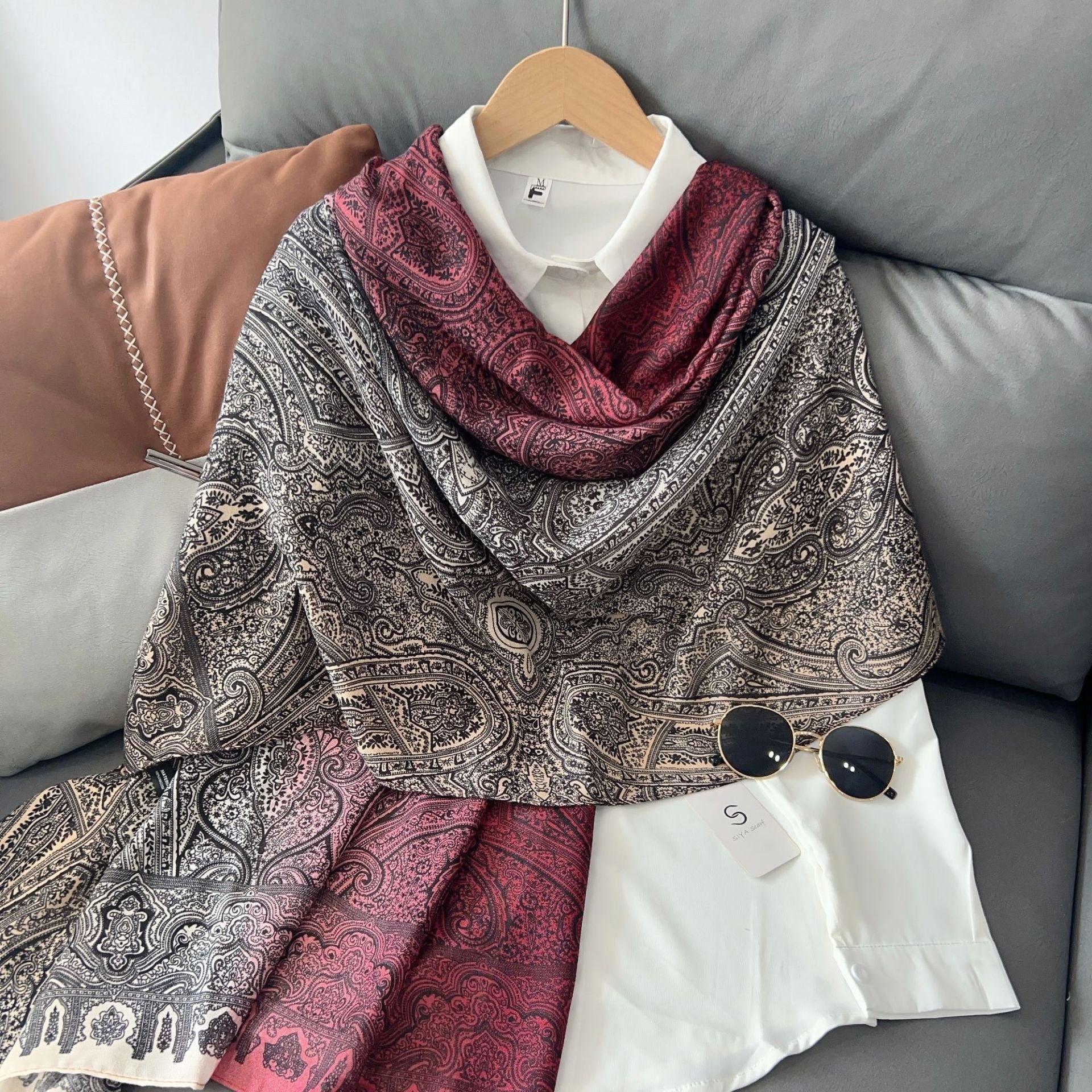 MH058 Cashew Printed Cotton And Linen Thin Hijab - Mariam's Collection