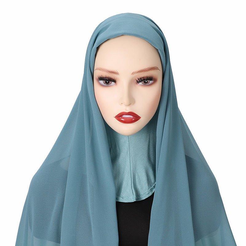 MH061 Pearl Chiffon One - Piece Bottom Hat Hijab - Mariam's Collection