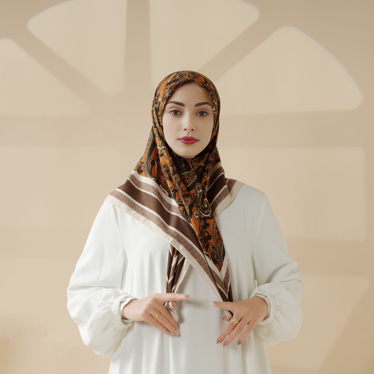 MH096 Printed Cashmere Touch Square Hijab - Mariam's Collection