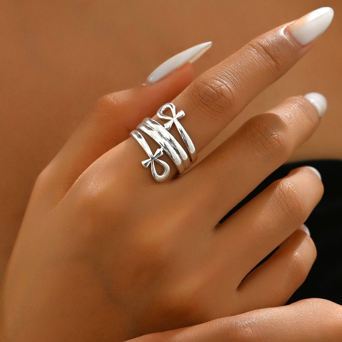 Minimalist Bow Design Statement Ring (MAC411) - Mariam's Collection