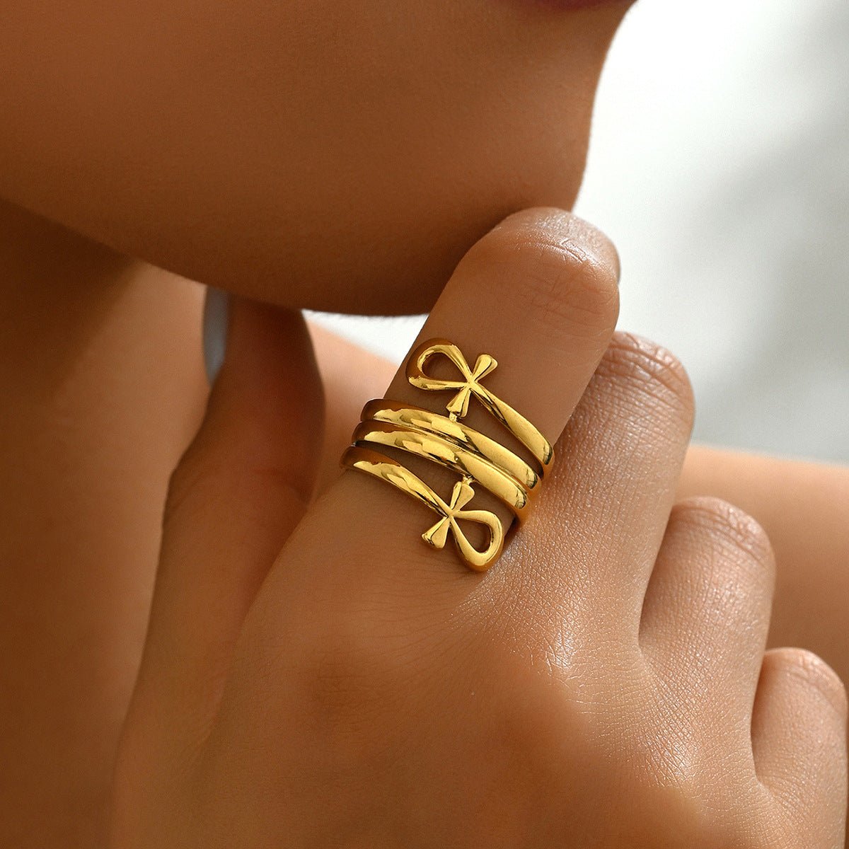 Minimalist Bow Design Statement Ring (MAC411) - Mariam's Collection
