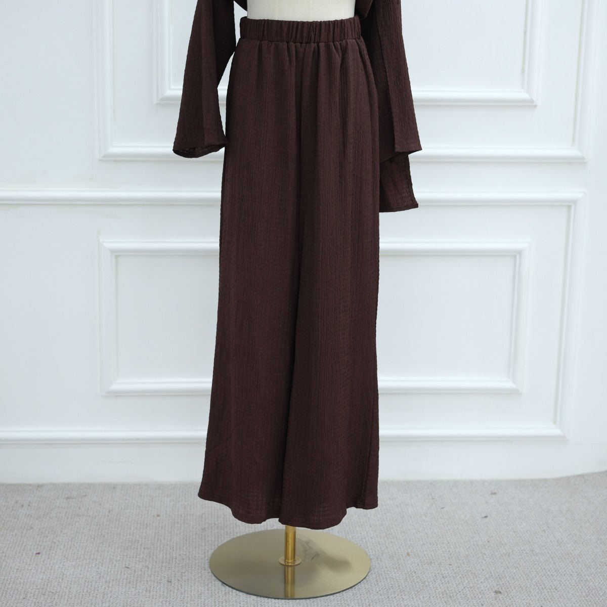 Minimalist Luxury Modest Lounge Two - Piece Set | Asymmetrical Cardigan & Wide - Leg Pants. (MS093) - Mariam's Collection