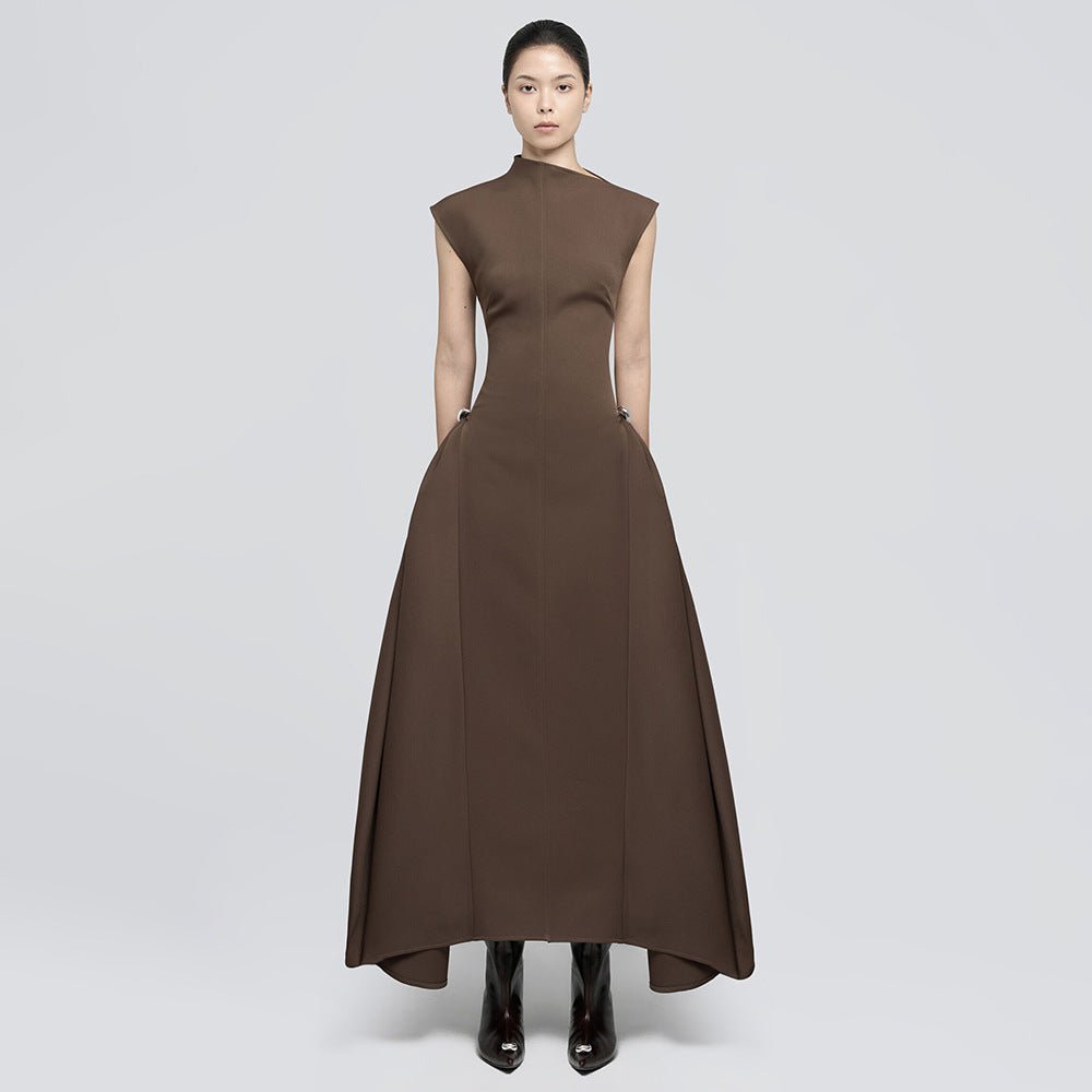Quintus Sleeveless Irregular Hem Maxi Dress In Brown XS Quintus Sleeveless Irregular Hem Maxi Dress In Brown XS
