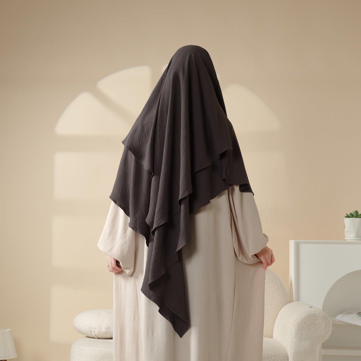 MK010 New Crepe Two Layers Khimar - Mariam's Collection