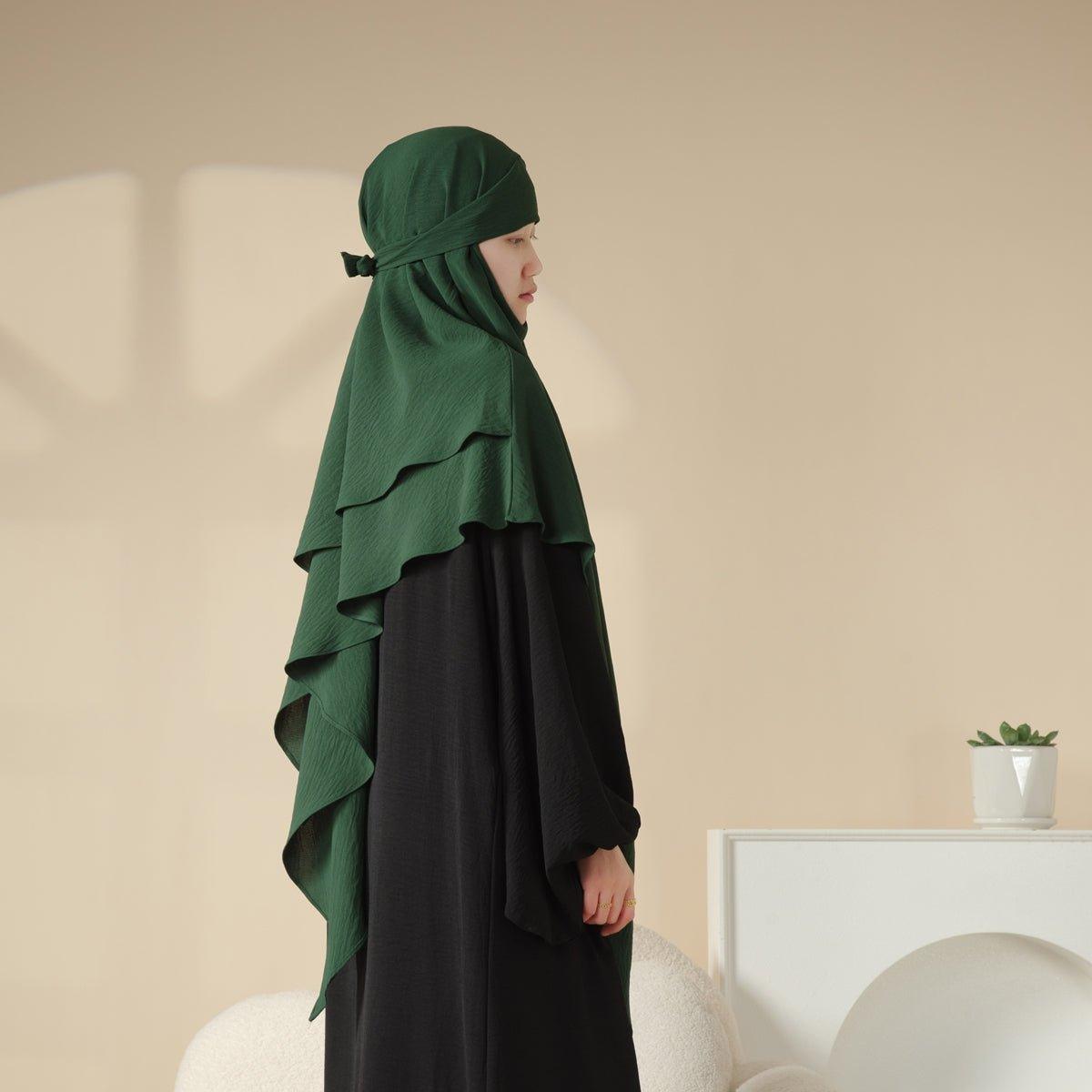 MK011 Stunning Two - Layer Crepe Khimar - Mariam's Collection