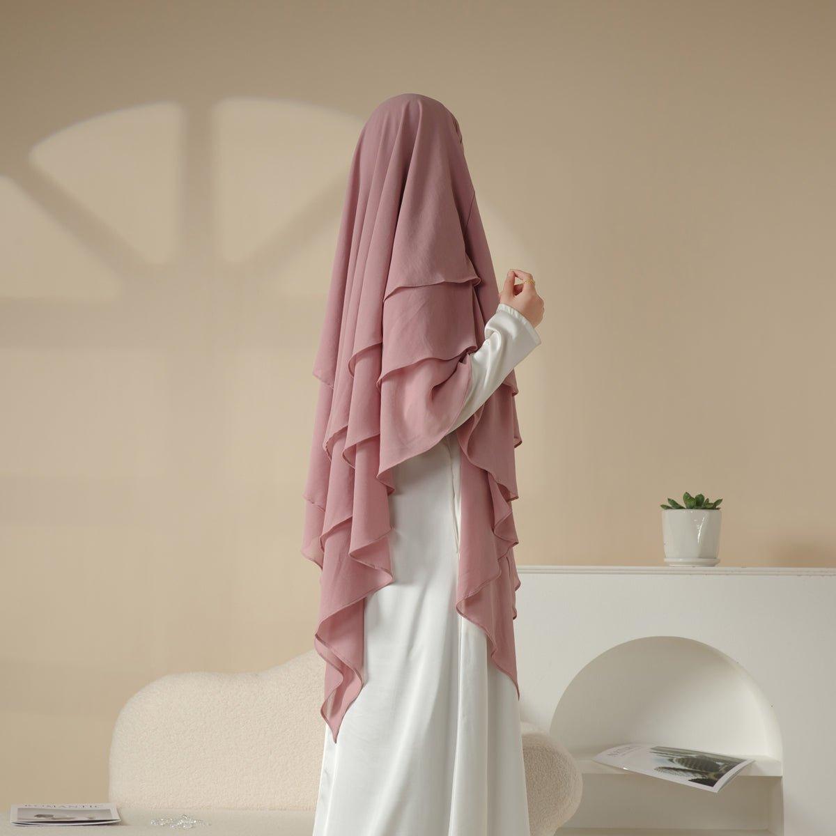 MK017 Scarf 3 - Layer Long Khimar - Mariam's Collection