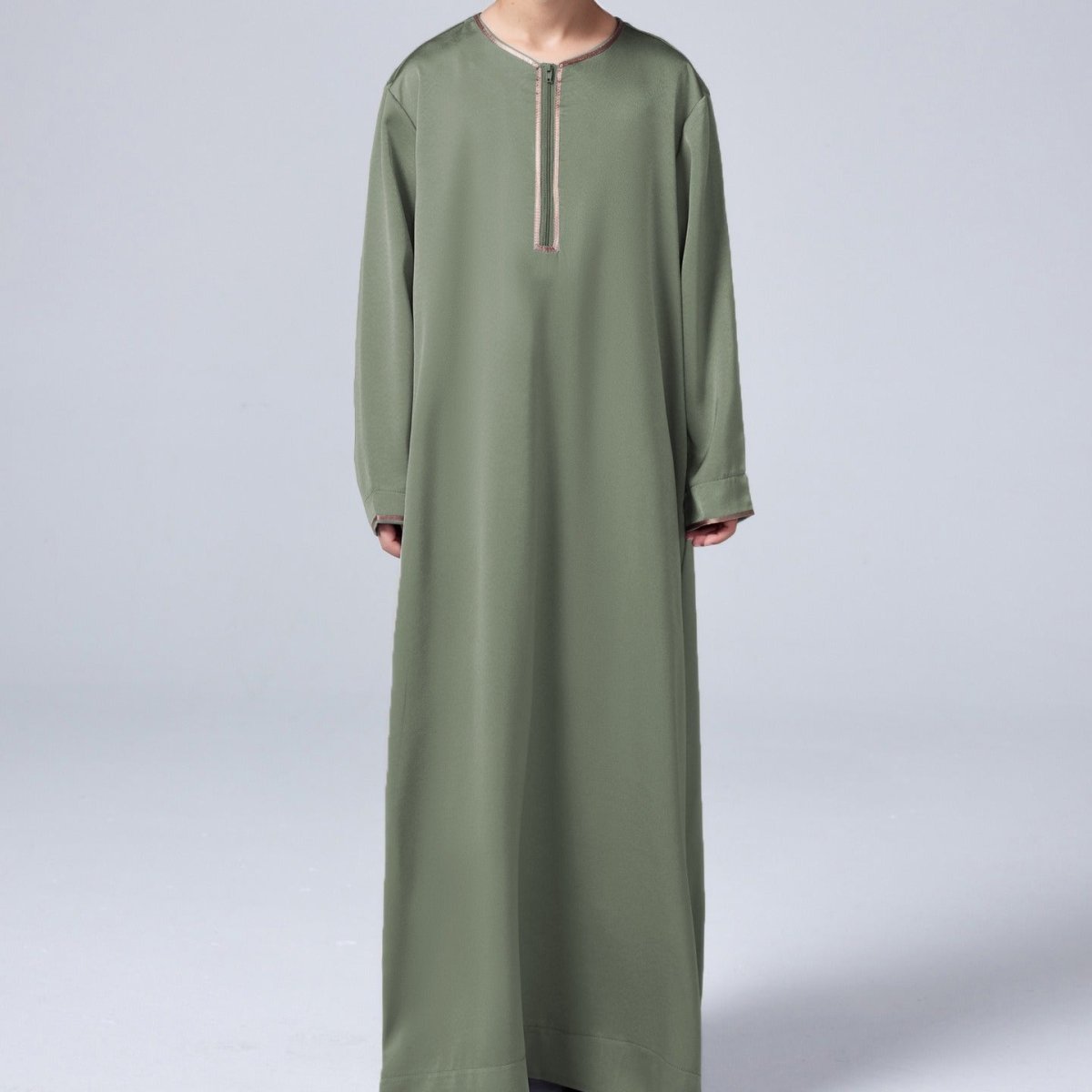 MKB006 Boys Satin Round Neck Simple Thobe - Mariam's Collection