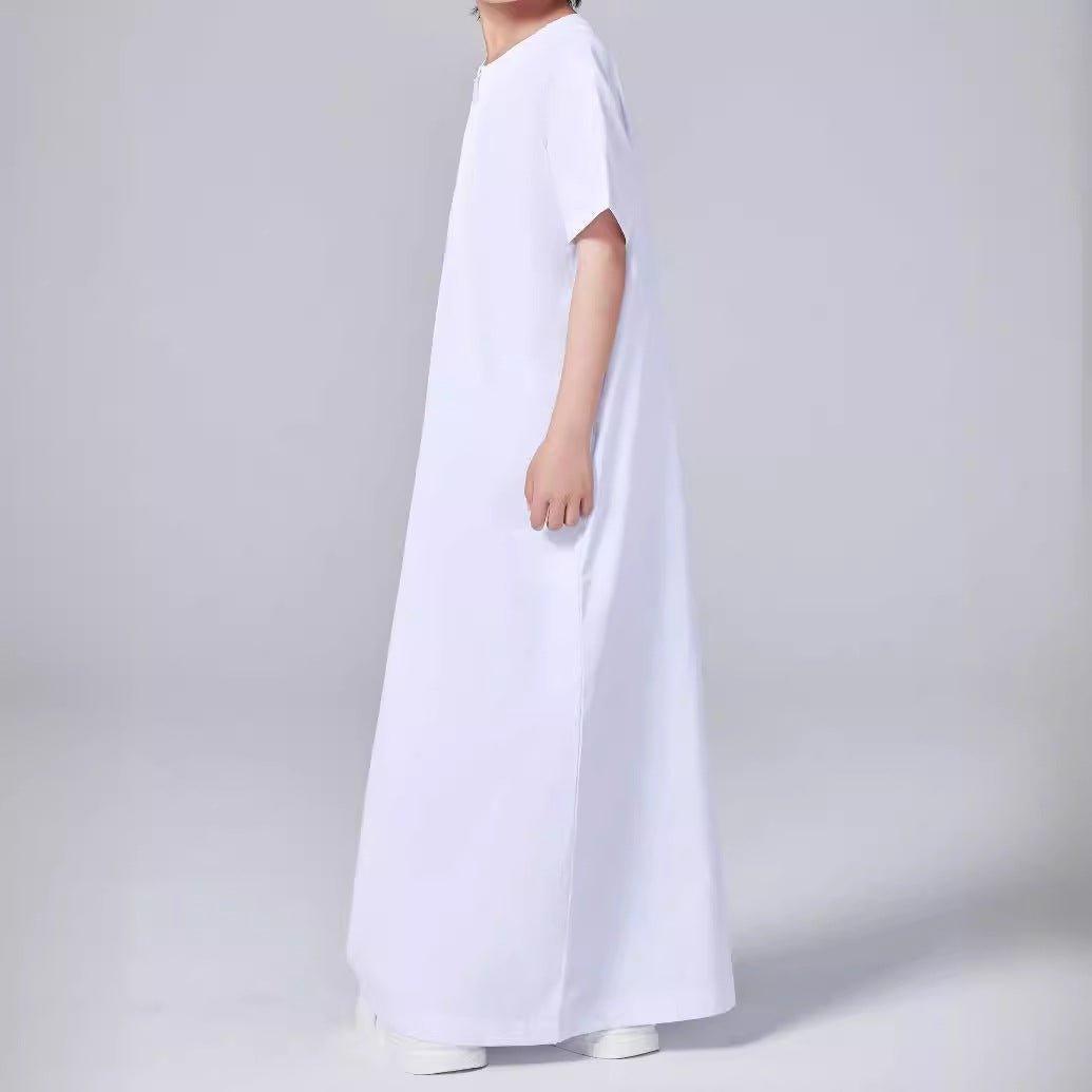 MKB007 Boys Solid Color Short - Sleeved Thobe - Mariam's Collection