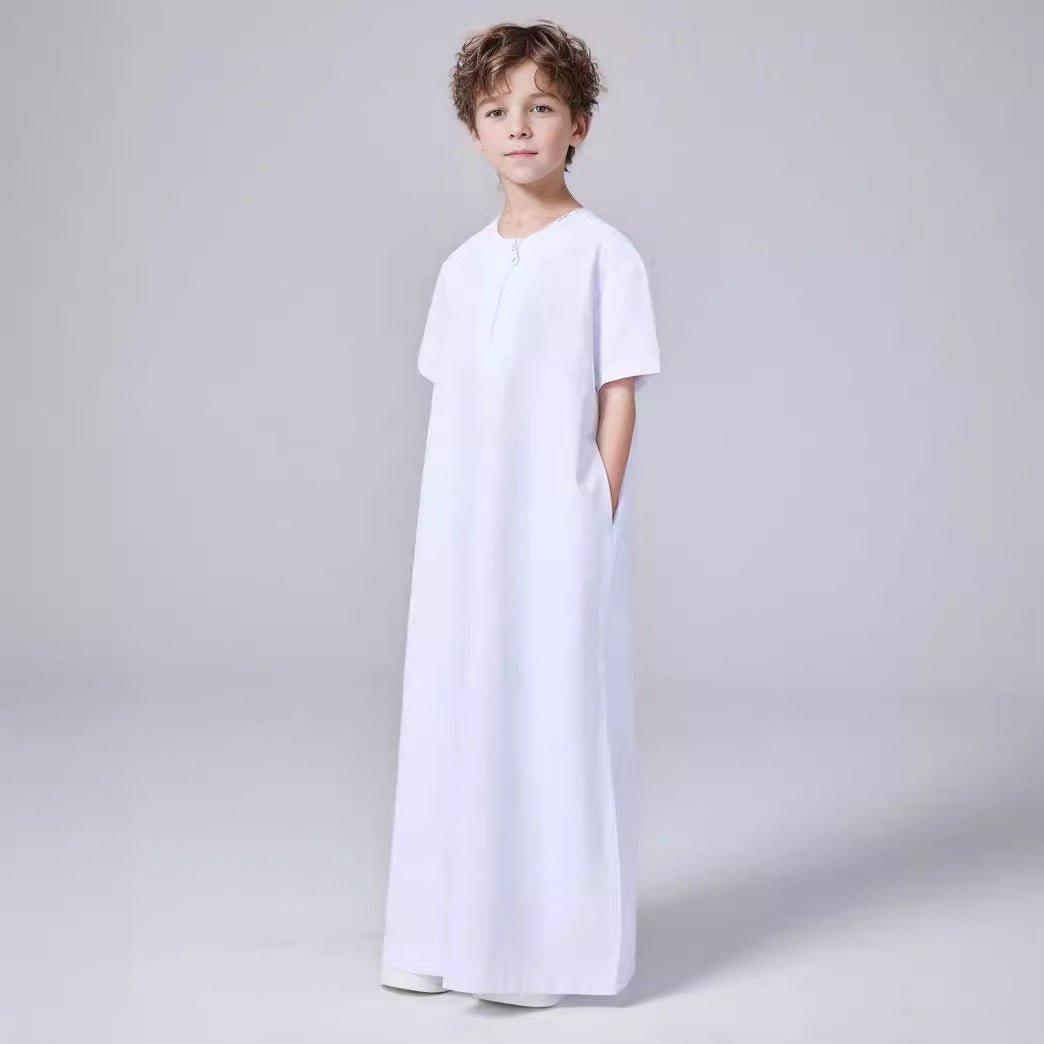 MKB007 Boys Solid Color Short - Sleeved Thobe - Mariam's Collection