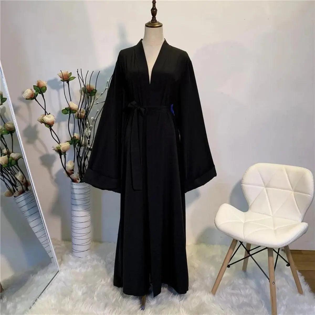 MOA005 Basic Plain Open Abaya With Pockets - Mariam's Collection