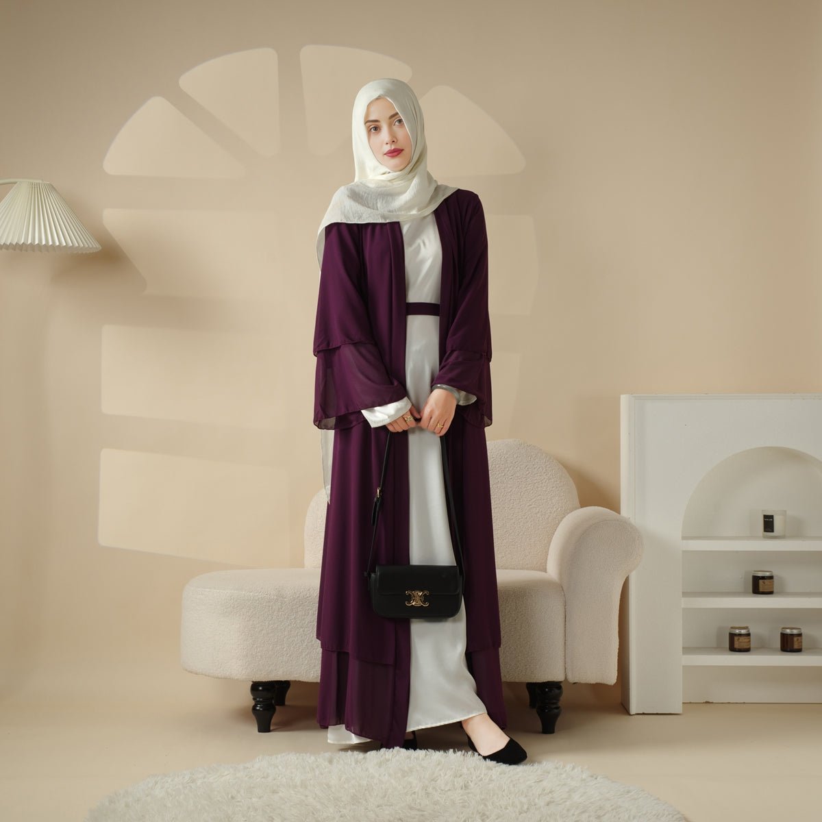 chiffon abaya dress Valcatch Women Muslim Dress Chiffon Open Front Cardigan Abaya Dress with Hijab Middle East Arabian Prayer Belted Eid Long Dress