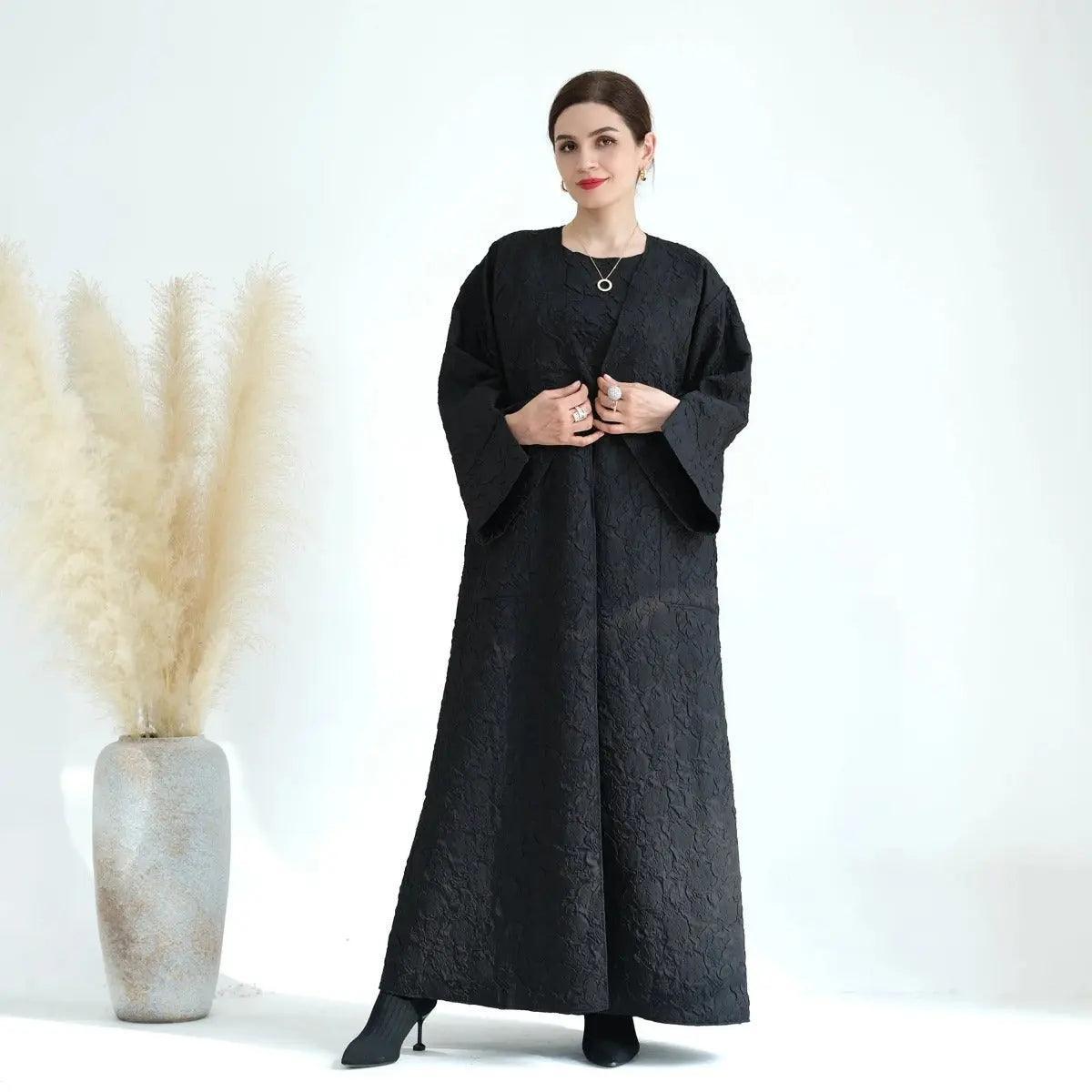 MOA025 Winter Jacquard Pocket Abaya - Mariam's Collection
