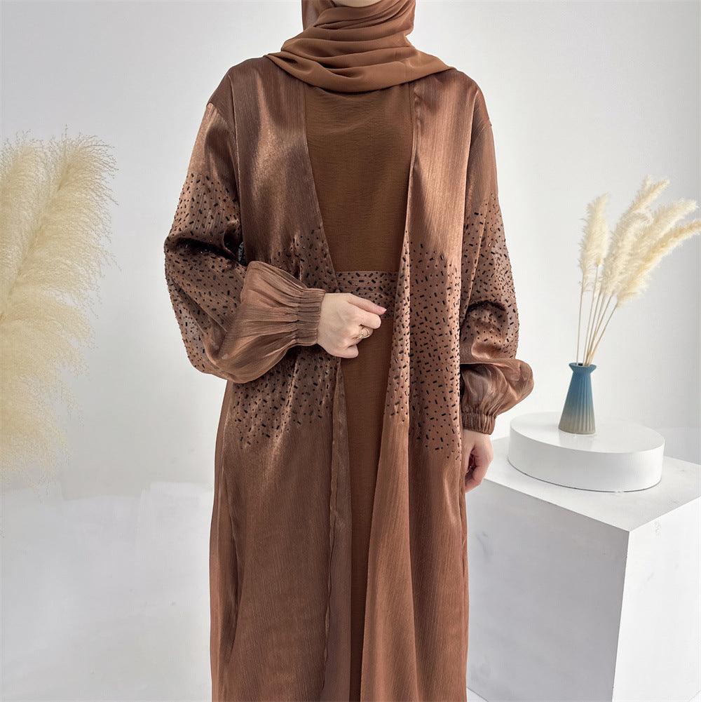 MOA057 Wave Bubble Sleeve Abaya 4-Piece Set - Mariam's Collection