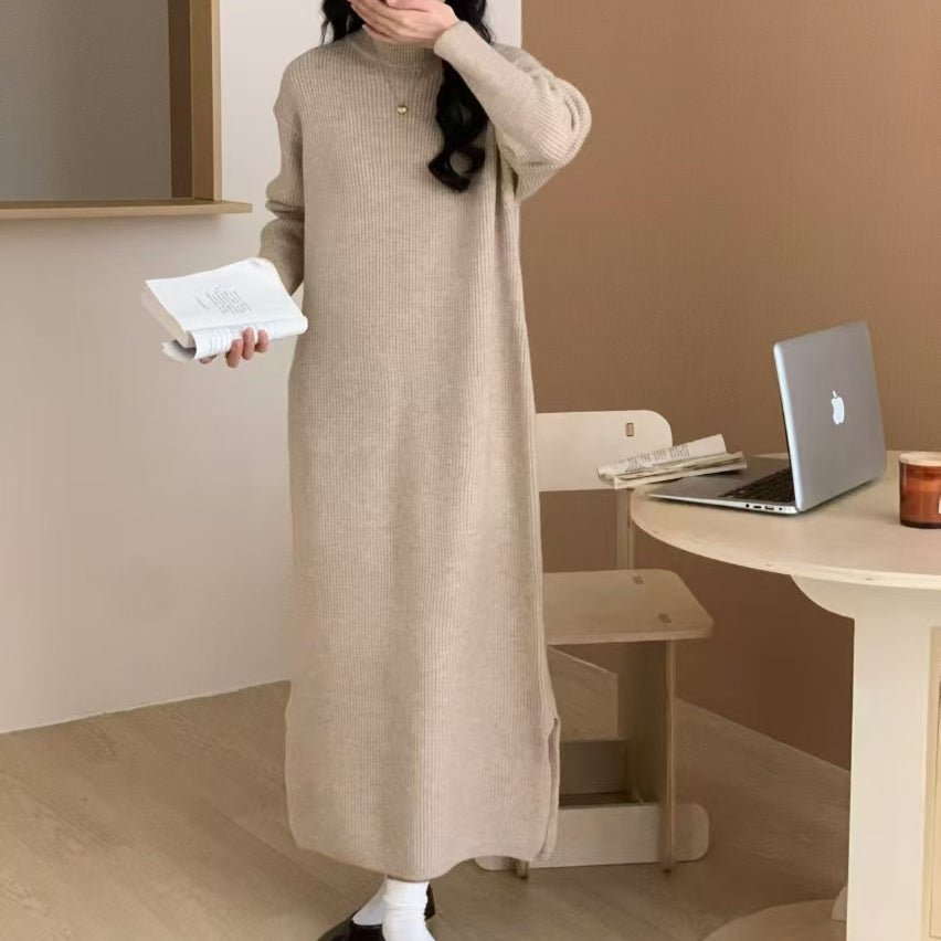 Mock Neck Ribbed Knit Maxi Dress(MS158) - Mariam's Collection