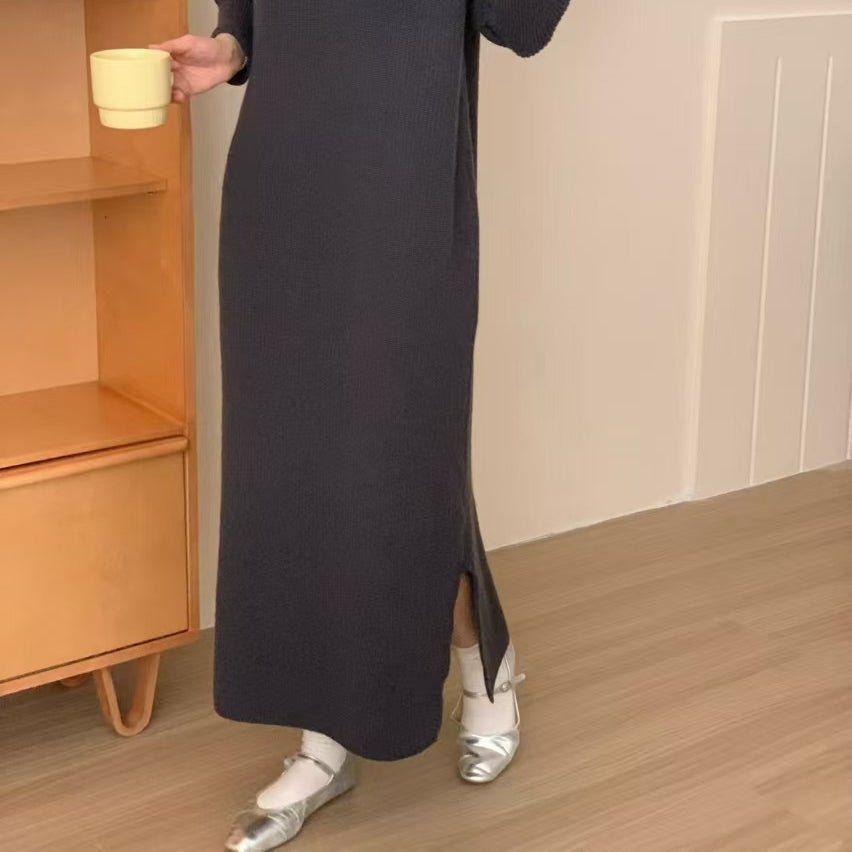 Mock Neck Ribbed Knit Maxi Dress(MS158) - Mariam's Collection