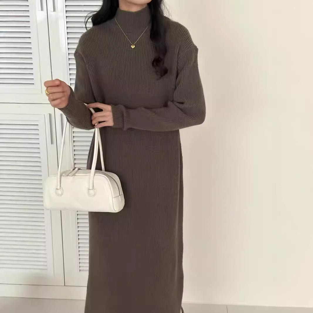 Mock Neck Ribbed Knit Maxi Dress(MS158) - Mariam's Collection