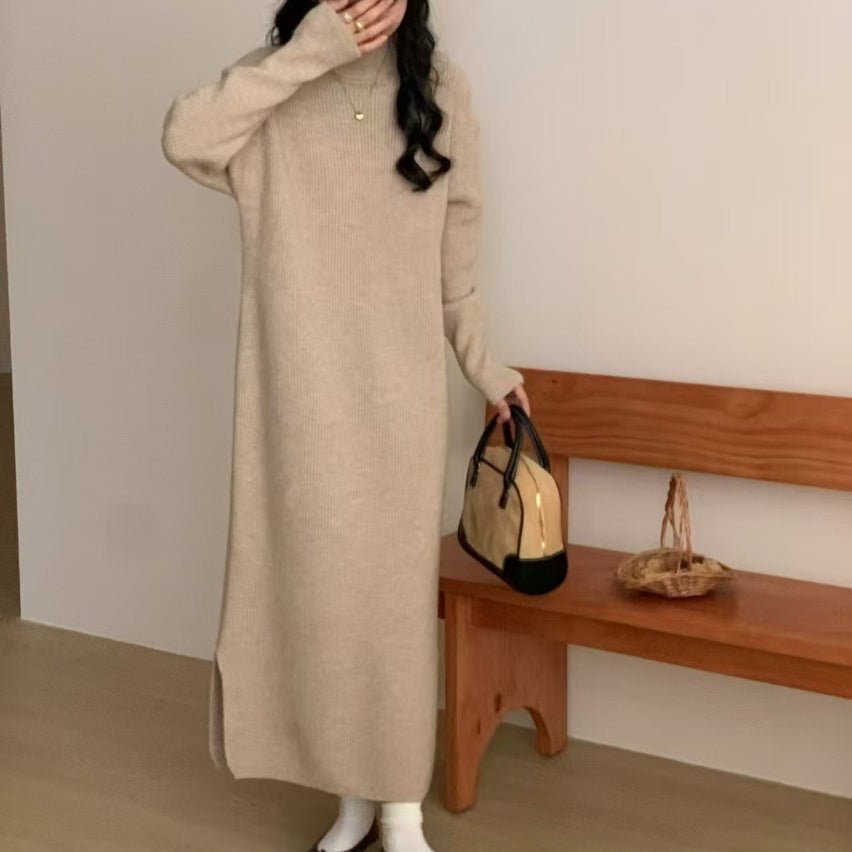 Mock Neck Ribbed Knit Maxi Dress(MS158) - Mariam's Collection