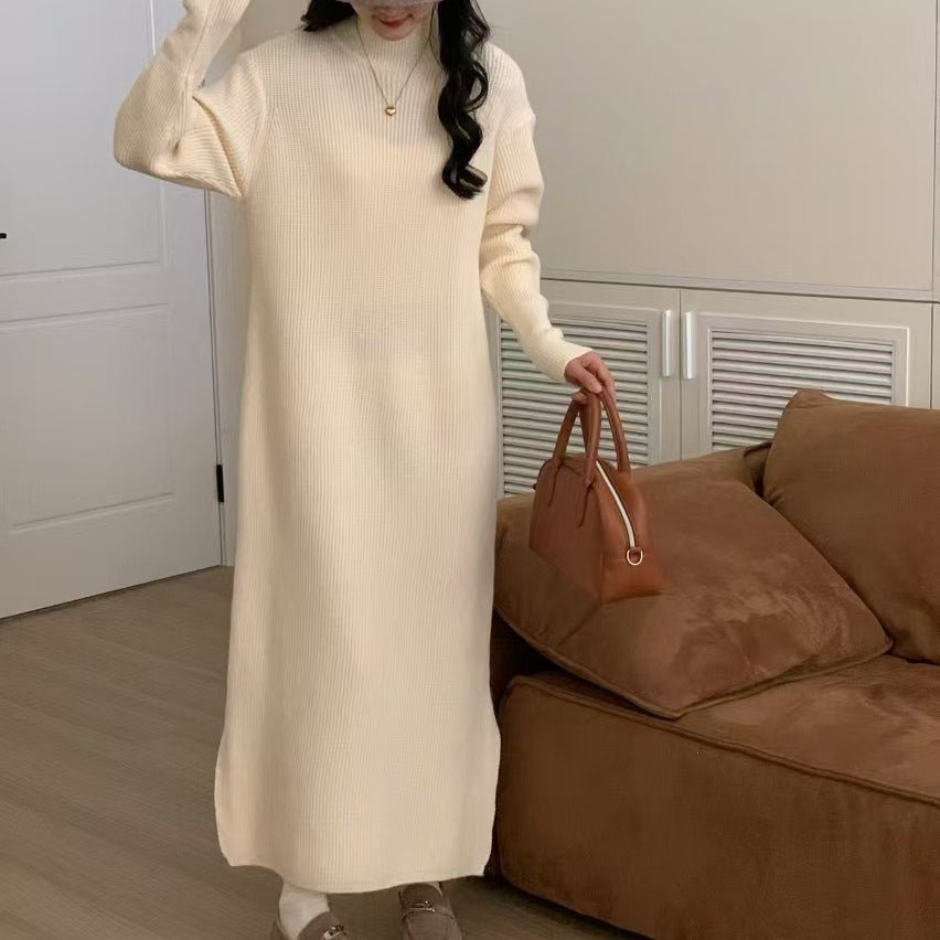 Mock Neck Ribbed Knit Maxi Dress(MS158) - Mariam's Collection