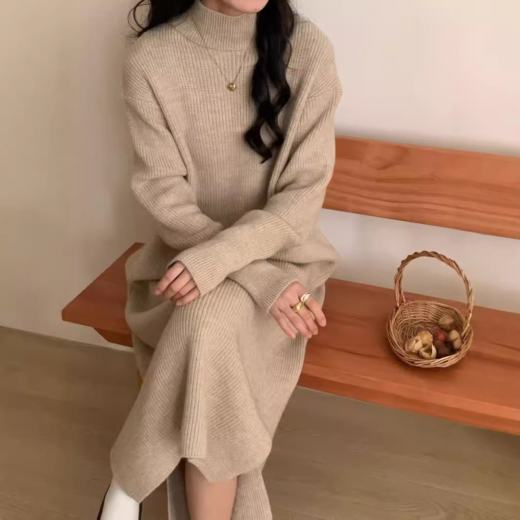 Mock Neck Ribbed Knit Maxi Dress(MS158) - Mariam's Collection