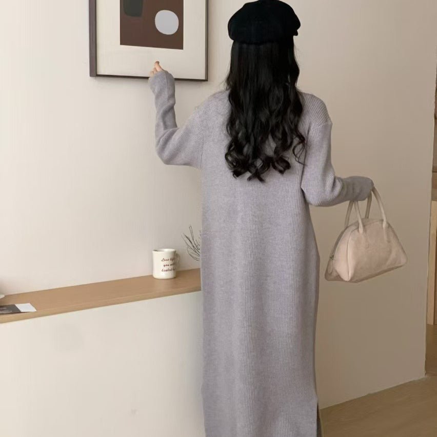 Mock Neck Ribbed Knit Maxi Dress(MS158) - Mariam's Collection