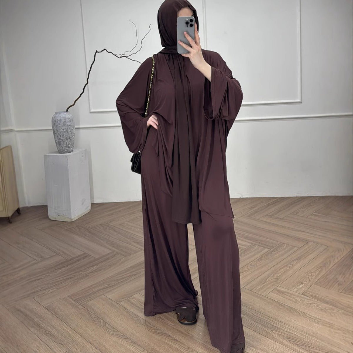 スーツ W double maximum travel pants OVY KAJA Modal Jersey Two-Piece Set | Muslim Women's Loose Fit Abaya (MS098
