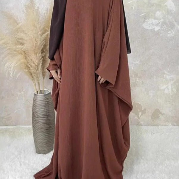 Modest Batwing Sleeve Loose Solid Color Maxi Abaya(MA172) - Mariam's Collection