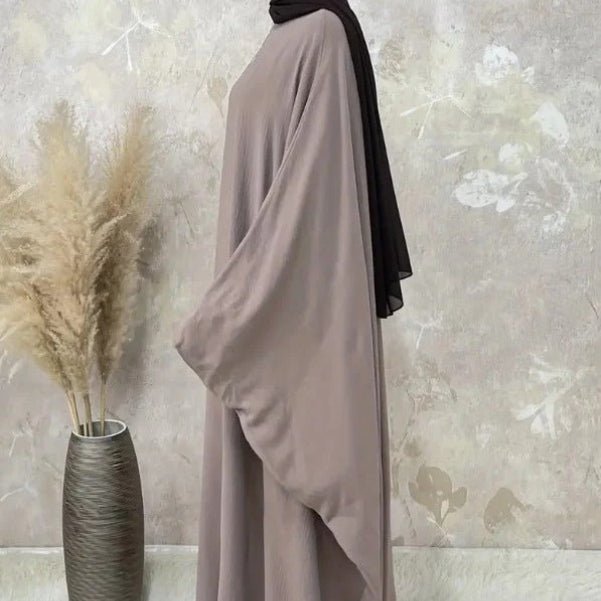 Modest Batwing Sleeve Loose Solid Color Maxi Abaya(MA172) - Mariam's Collection