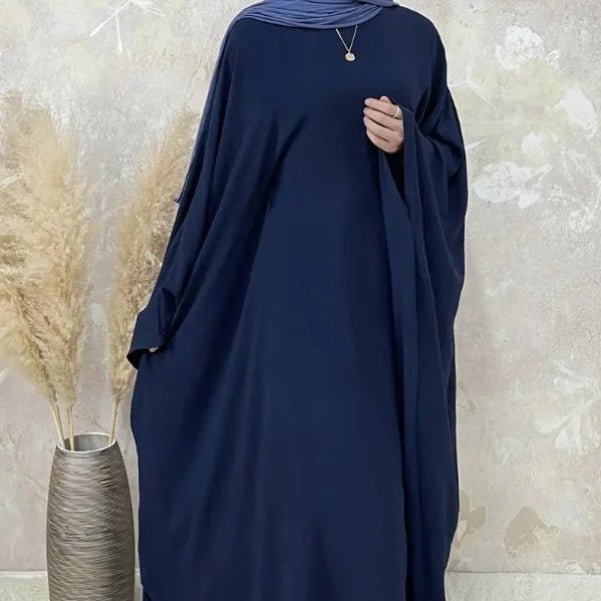 Modest Batwing Sleeve Loose Solid Color Maxi Abaya(MA172) - Mariam's Collection