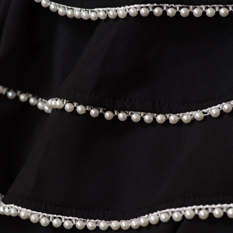 Modest Cardigan Black Robe Beaded Cuff Abaya with Layered Sleeves Elegant Design.(MOA136) - Mariam's Collection