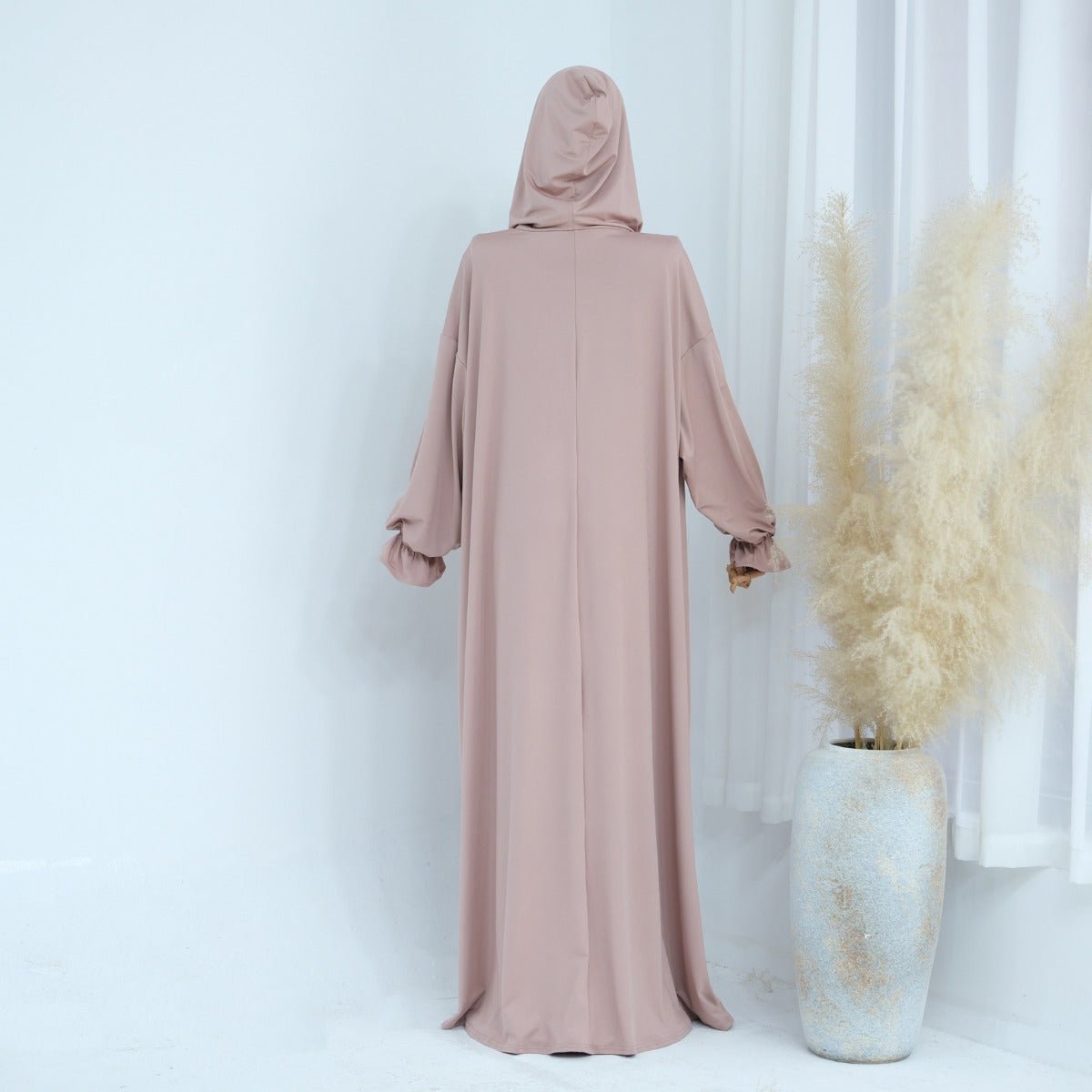 Modest Casual Hooded Abaya Collection | Tone Robes with Bubble Sleeves (MJ021) - Mariam's Collection