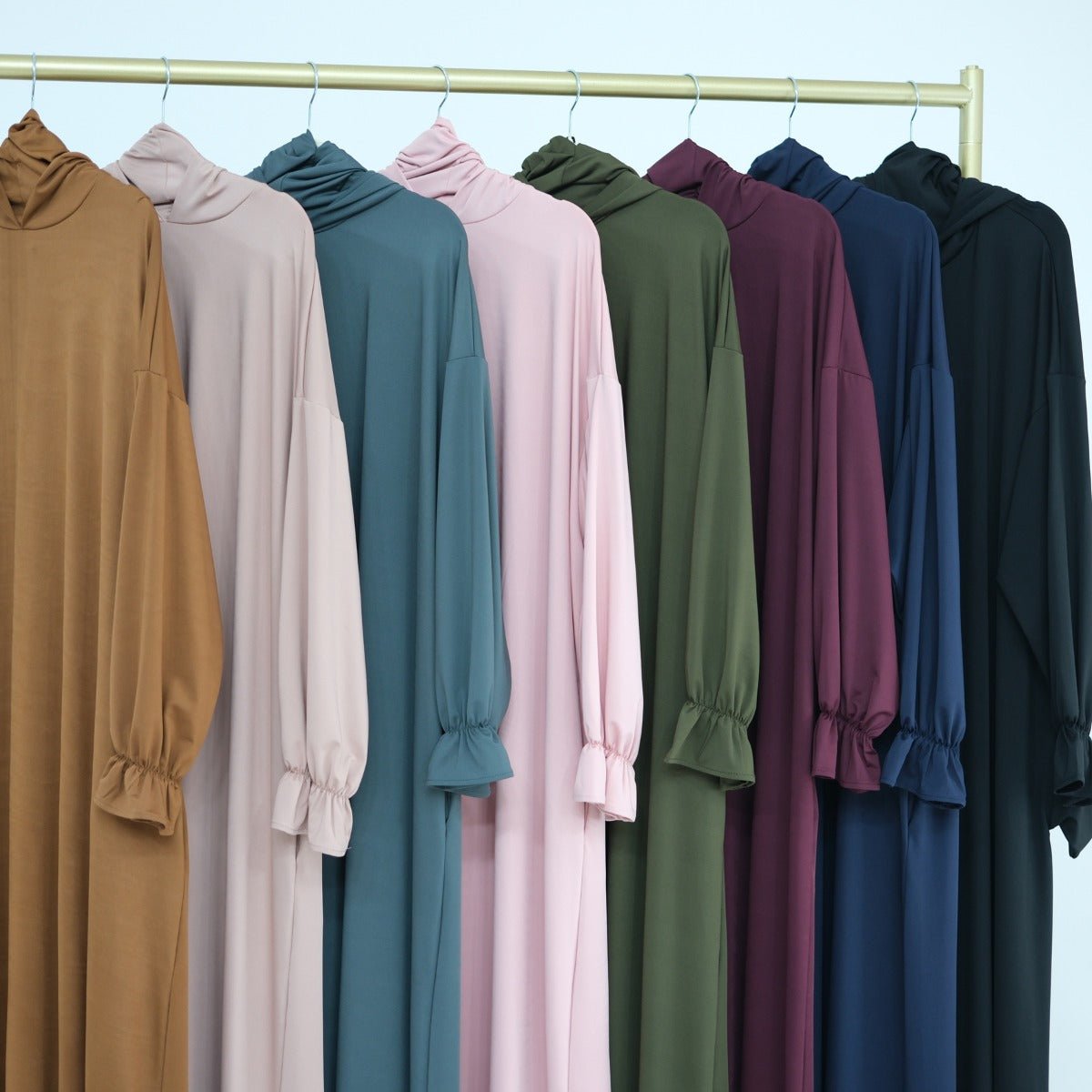 Modest Casual Hooded Abaya Collection | Tone Robes with Bubble Sleeves (MJ021) - Mariam's Collection