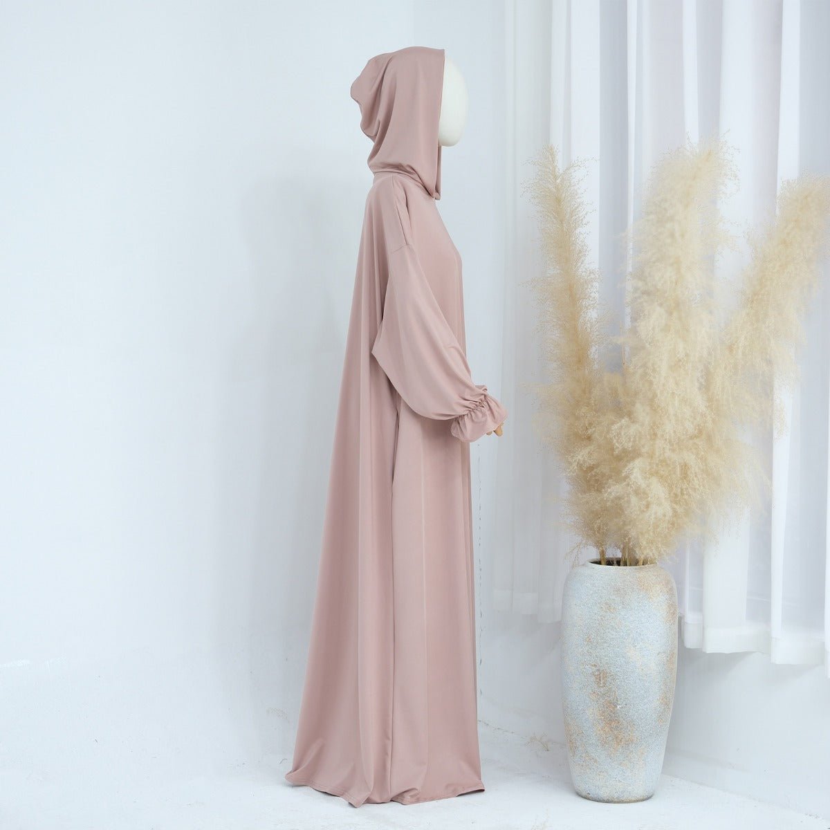 Modest Casual Hooded Abaya Collection | Tone Robes with Bubble Sleeves (MJ021) - Mariam's Collection