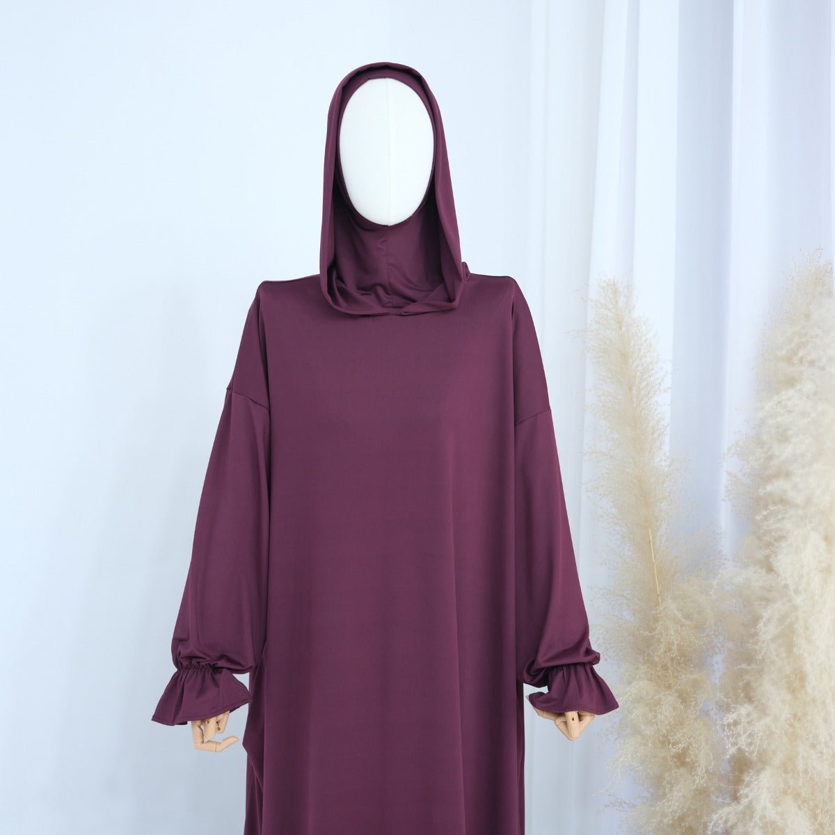 Modest Casual Hooded Abaya Collection | Tone Robes with Bubble Sleeves (MJ021) - Mariam's Collection