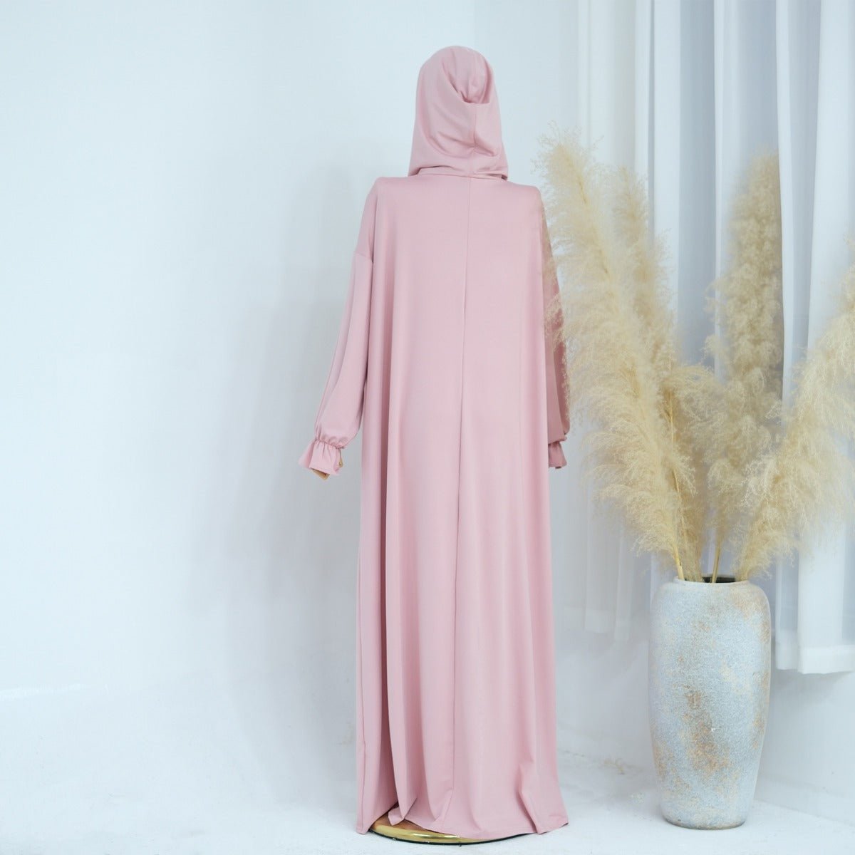 Modest Casual Hooded Abaya Collection | Tone Robes with Bubble Sleeves (MJ021) - Mariam's Collection