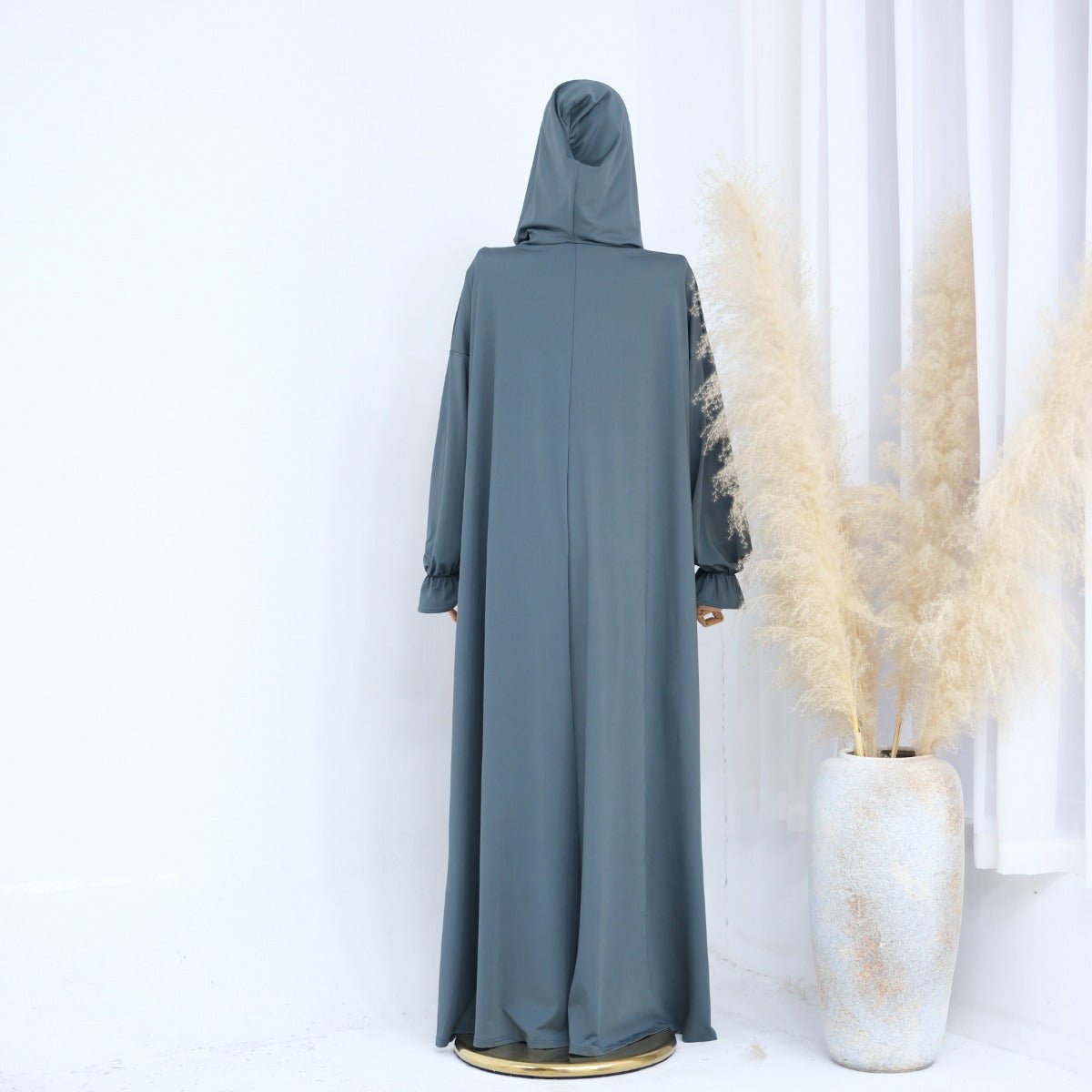 Modest Casual Hooded Abaya Collection | Tone Robes with Bubble Sleeves (MJ021) - Mariam's Collection