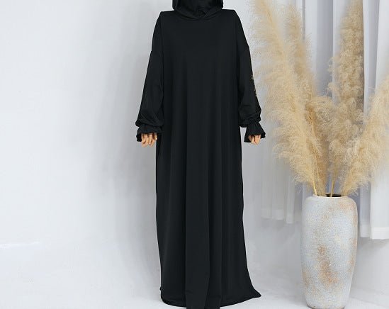 Modest Casual Hooded Abaya Collection | Tone Robes with Bubble Sleeves (MJ021) - Mariam's Collection