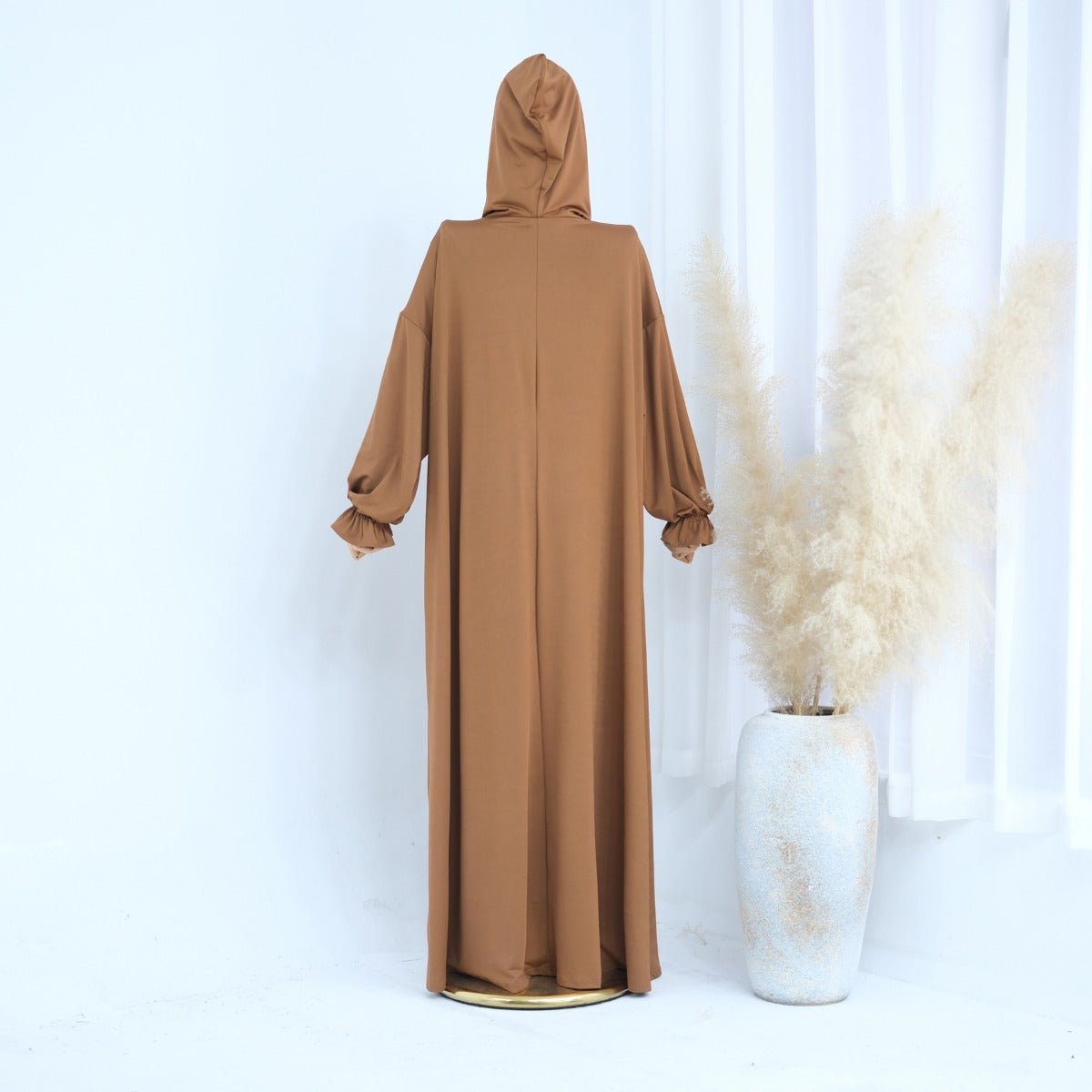 Modest Casual Hooded Abaya Collection | Tone Robes with Bubble Sleeves (MJ021) - Mariam's Collection