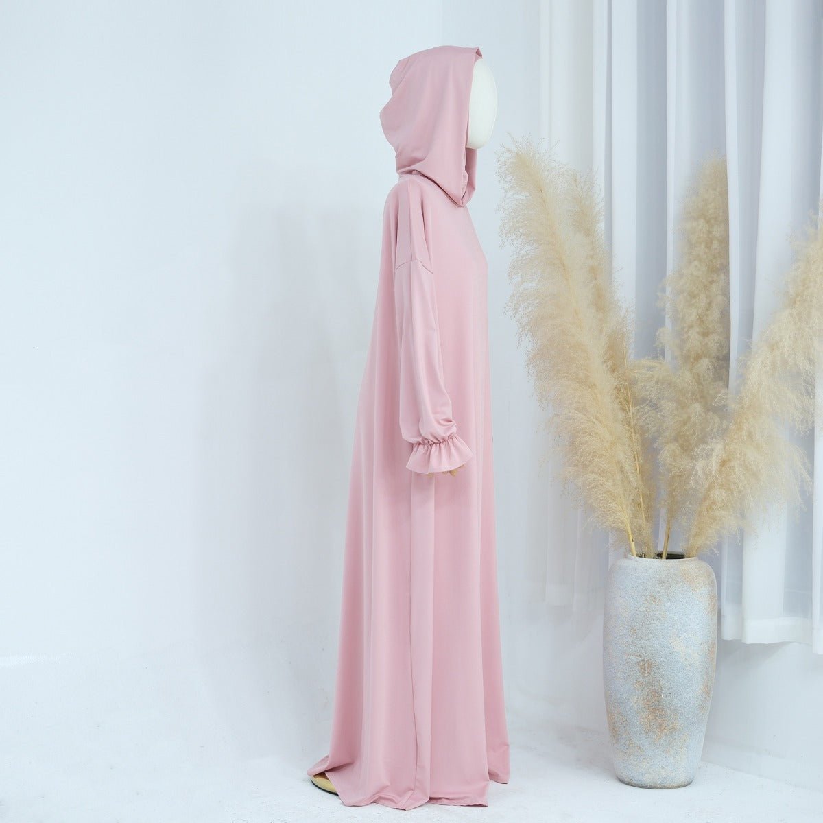 Modest Casual Hooded Abaya Collection | Tone Robes with Bubble Sleeves (MJ021) - Mariam's Collection